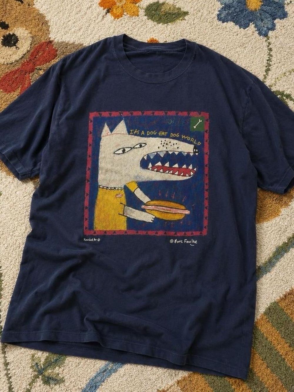 Playful dog graphic tee with a fun hand-drawn, funny meme shirt